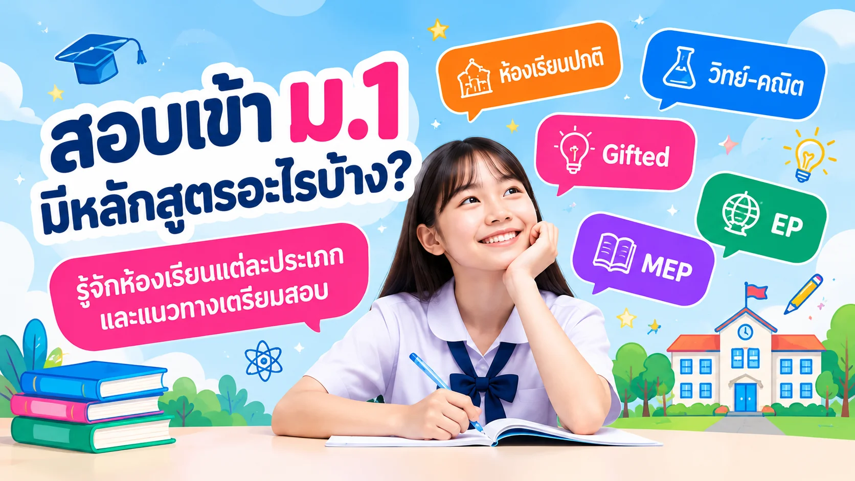สอบเข้า ม.1 มีหลักสูตรอะไรบ้าง? รู้จัก Gifted EP MEP และวิทย์–คณิต